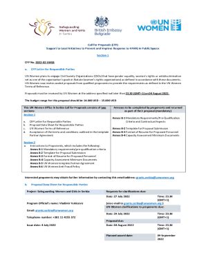 Fillable Online Call For Proposal Template For Responsible Parties Fax