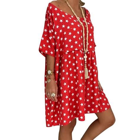 Minetom Robe Polka Dot Col V L Che Manches Imprim Mi Longue Robe