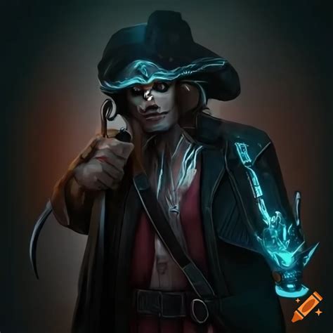 Cyberpunk Pirate Holding A Futuristic Flintlock Weapon On Craiyon