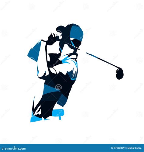 Golf Player Vector Logo Abstract Blue Silhouette Stock Vector