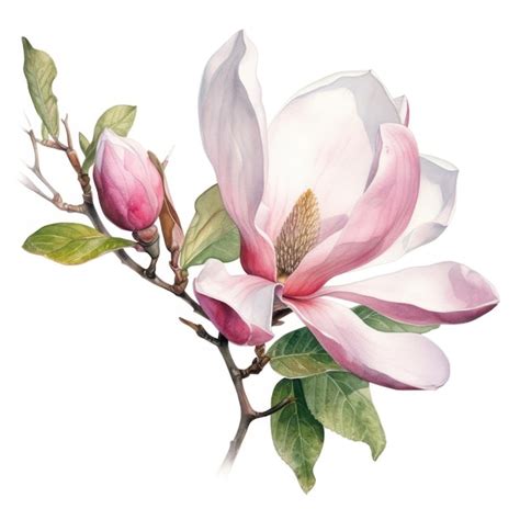 Premium Photo A Watercolor Painting Of A Magnolia Flower