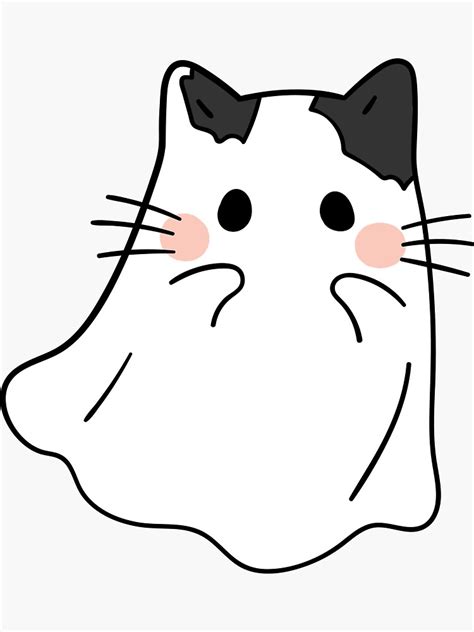 Cute Cat Ghost Sticker For Sale By Potluckprints Redbubble