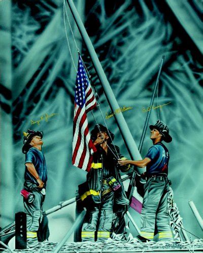 9112001 Fireman Raising Flag At Ground Zero 22 X 28 Canvas Gallery