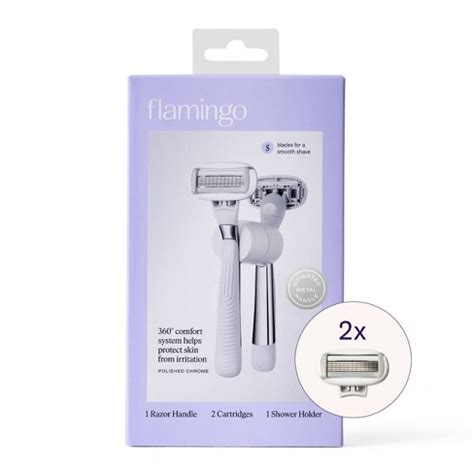 Flamingo 5-blade Women's Razor - 1 Razor Handle + 2 Razor Blade Refills