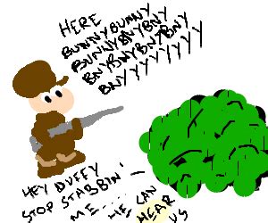 Elmer Fudd hunting Bugs Bunny - Drawception