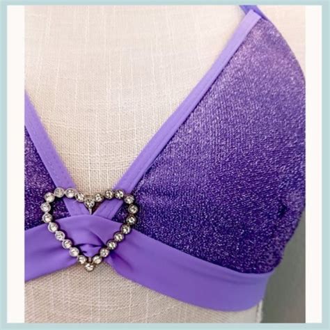 Swim Purple Heart Glitter Bikini Top Size Ml Triangle Bikini Top With Heart Pin Poshmark
