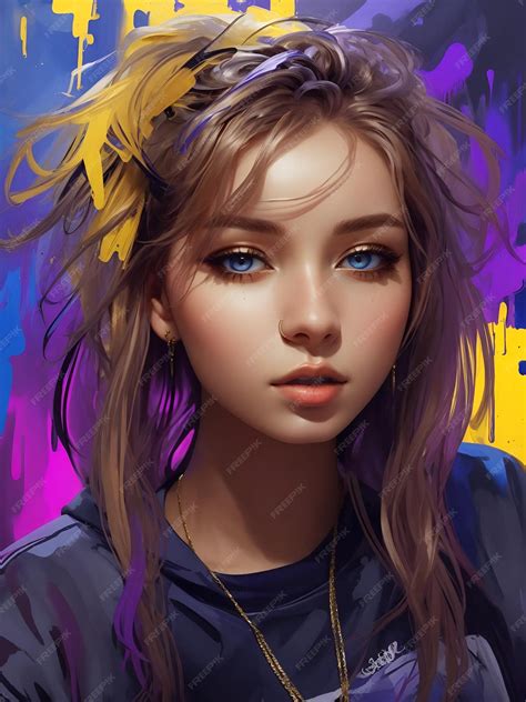 Premium AI Image | A realistic pretty rapper girl in colorful style