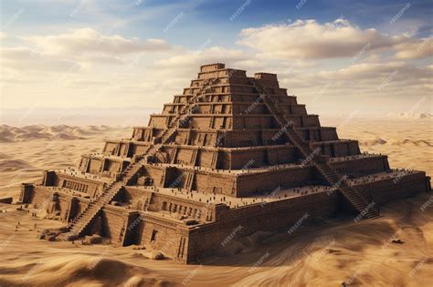 Premium AI Image | An ancient Sumerian ziggurat rising majestically i ...