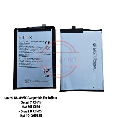 Jual Baterai Infinix Smart 7 X6515 Hot 30i X669 Smart 8 X6525 BL 49NX Battery Shopee Indonesia