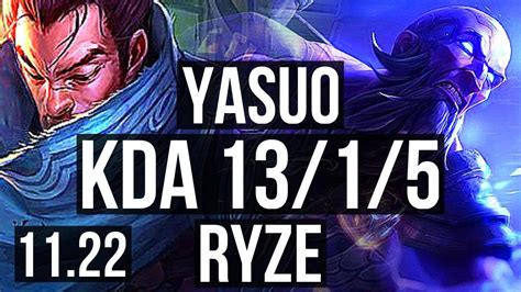 YASUO Vs RYZE MID 13 1 5 2 1M Mastery Legendary BR Diamond 11