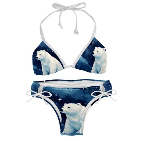 Starry Polar Bear Detachable Sponge Adjustable Strap Bikini Set Two Pack Swim Suit Swimsuits