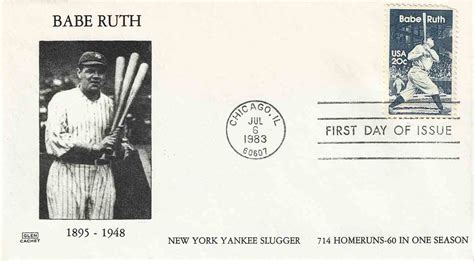 Baseball Stamps Postmarks Babe Ruth 1983