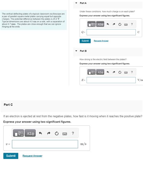 Solved Part Athe Vertical Deflecting Plates Of A Typical Chegg