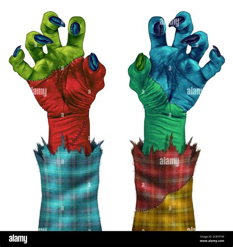 Zombie Creepy Hands Reaching To Grab As A Human Like Green Monster Hand