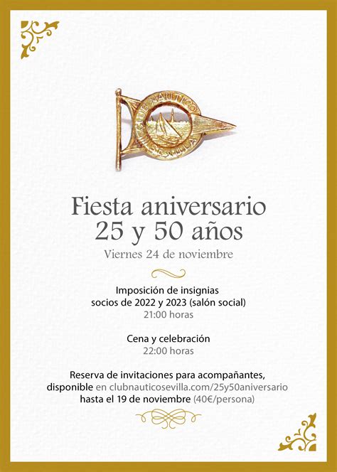 Invitaciones para la Fiesta 25 y 50 aniversario de socios - Club