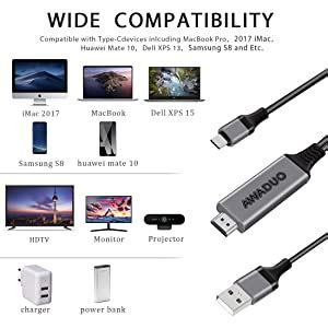 Amazon Awaduo Usb C To Hdmi Adapter With Usb Cable Type C To Hdmi