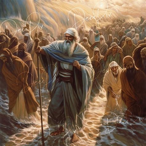 Moses Holding His Staff During the Parting of the Red Sea Digital ...