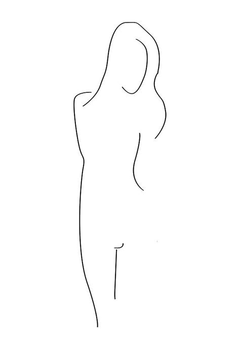 Minimalist Nude Line Art Drawing 3b Mixed Media By Brian Reaves Fine