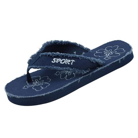 Starbay Womens Canvas Upper And Insole Eva Outsole Casual Thong Flip Flop Flat Comfy Sandals