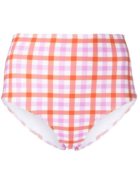 Buy Ephemera High Waisted Gingham Bikini Brief Red At Off