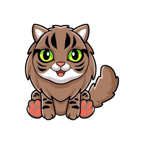 Premium Vector Vector Illustration Of Cute Siberian Cat Cartoon Sitting