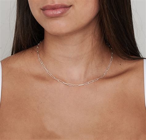 Sterling Silver Chunky Chain Necklace Pave Link Necklace Etsy Ireland