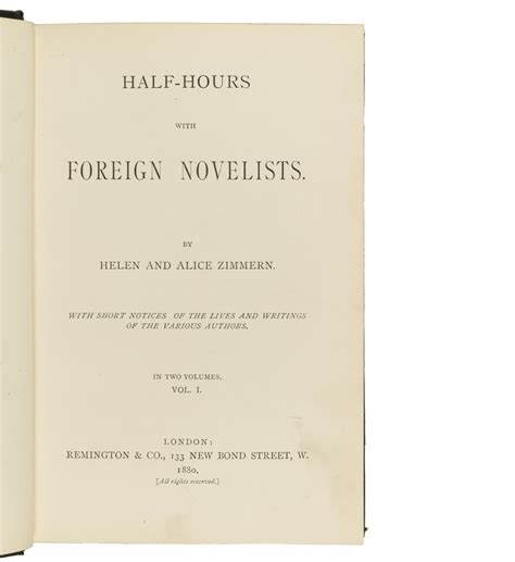 Half-Hours with Foreign Novelists. By Helen and Alice Zimmern. With