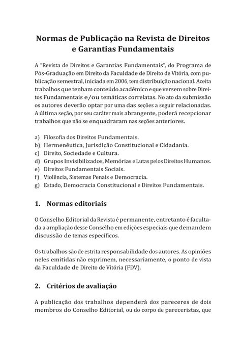 PDF Normas de Publicação na Revista de Direitos e Garantias Fundamentais