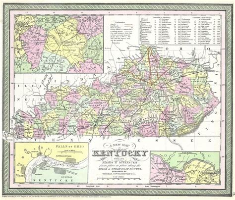 Vintage Map Of Kentucky 1850 Kentucky Vintage Maps Map