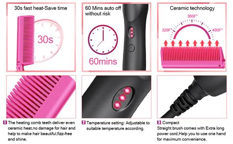 Amazon Hot Comb Hair Straightener Pressing Combs Ceramic