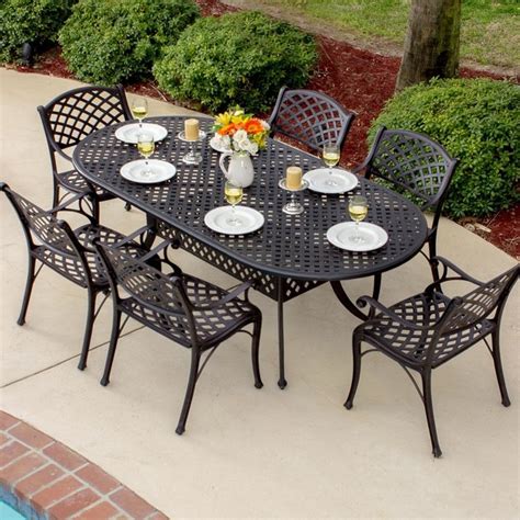 Heritage 6-Person Cast Aluminum Patio Dining Set - Modern - Outdoor Dining Sets - by Ultimate Patio