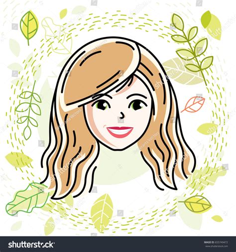 Vector Illustration Beautiful Blonde Female Face เวกเตอรสตอก ปลอดคาลขสทธ