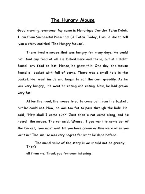 hungry mouse  moral tale