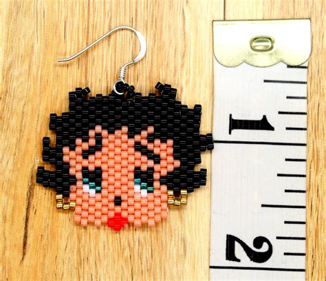 Betty Boop Earrings Beaded Betty Boop Earrings Miyuki Etsy