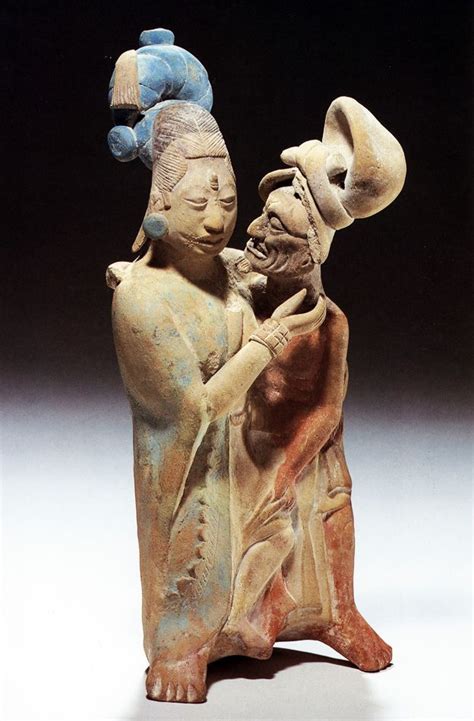 Maya Couple Figurine ~ Jaina Elderly Man And Young Woman Art Sculpture