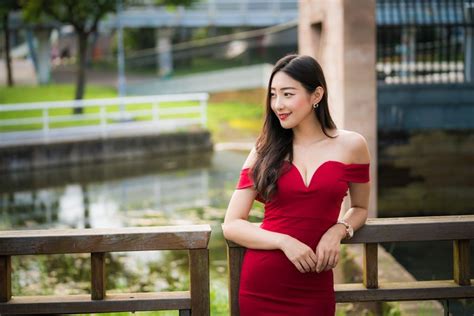 K Asian Pose Hands Dress D Colletage Glance Smile