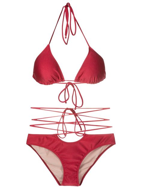 Buy Adriana Degreas Triangle Shape Bikini Set Red At Off Editorialist