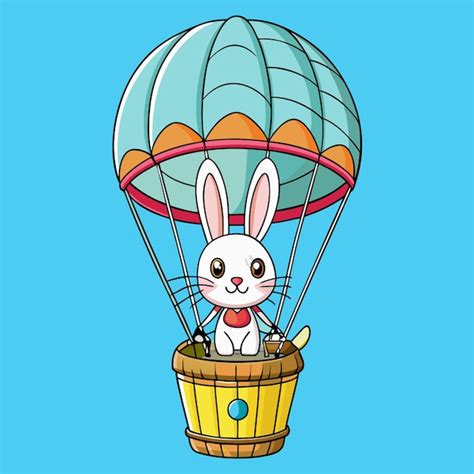 Cute Bunny In Hot Air Balloon Cartoon Vector Clipart Premium AI Generated Vector