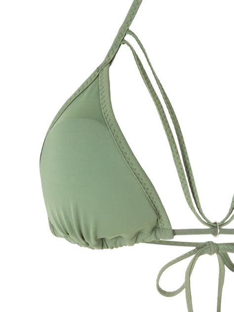 Amir Slama Straps Triangle Bikini Set In Green Modesens