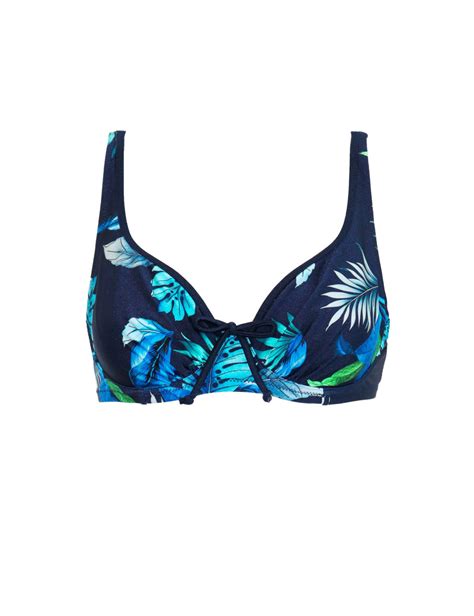 Palermo Printed Wired Plunge Bikini Top Pour Moi M S