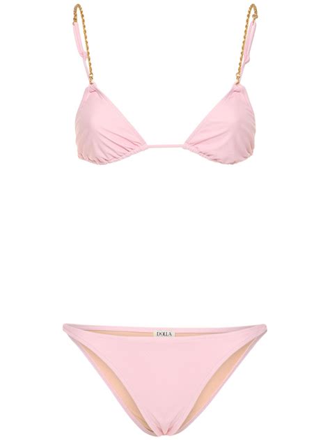Dolla Paris Dolores Triangle Bikini Set W chain In 핑크 ModeSens