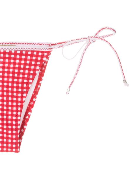 Amir Slama Checkered Print Triangle Bikini Set Farfetch