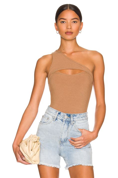 Superdown Sadra One Shoulder Bodysuit In Nude Revolve