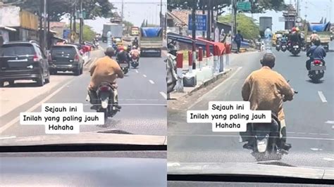 Kakek Ini Bisa Bisanya Bawa Botol Air Di Kepala Sambil Menyetir Motor