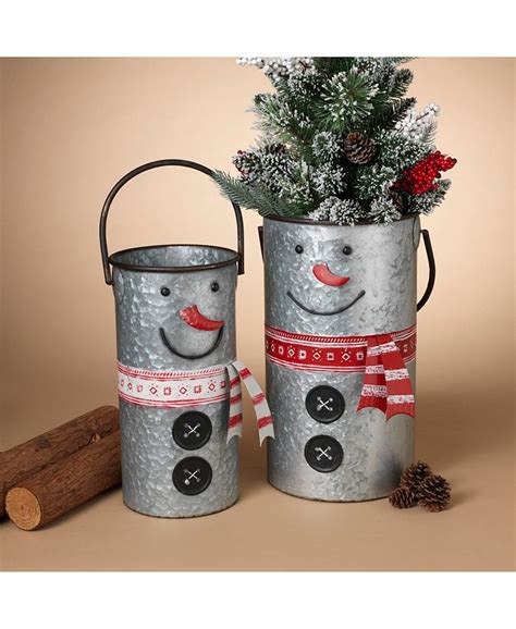 Gerson And Gerson Assorted Nesting Metal Snowman Buckets Set Of 2 Macys
