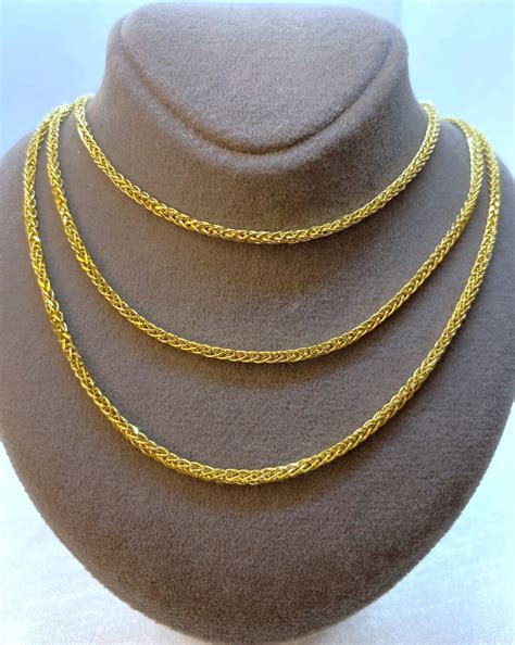 18K Solid Gold Foxtail Chains 2mm Foxtail Necklace Women Foxtail