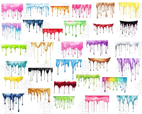 Slime Drips Clipart Watercolor Graphics For Commercial Use Digital