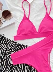 Shein Swim Vcay Plain High Waisted Bikini Swimsuit Shein Usa