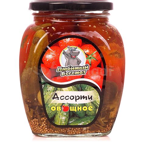 Ассорти Любимый бегемот 720г маринованные помидоры и корнишоны купить ...