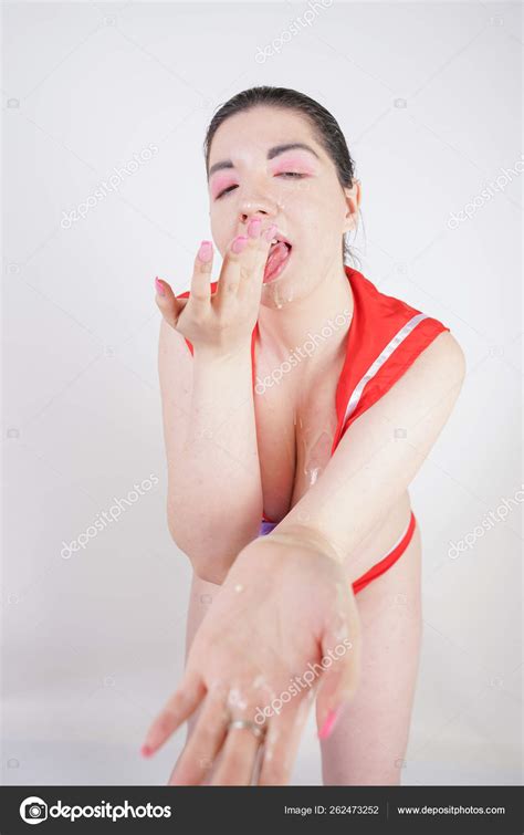 Sexy Chubby Woman Big Tits Dressed Cosplay School Uniform Doused Stock Photo Agnadevi 262473252